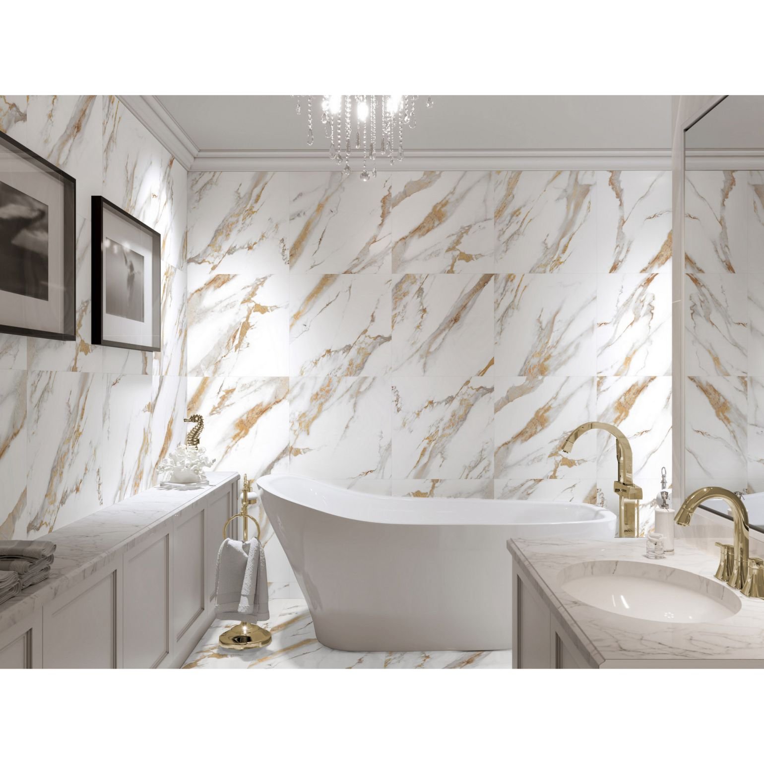 Керамогранит Global Tile (Глобал Тайл) Calacatta Royal GT 60x60 см Белый GT60600103MR