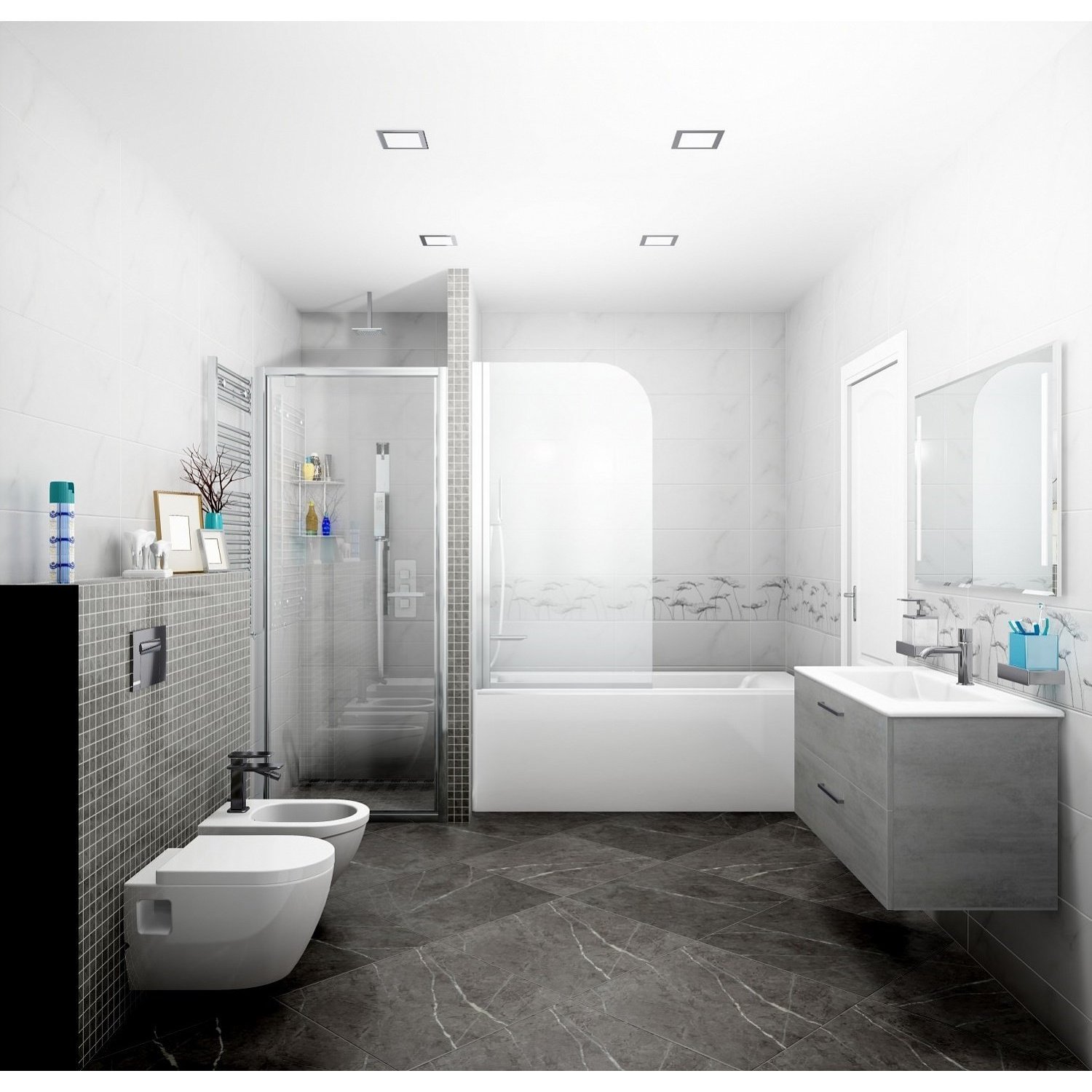Плитка Meissen Elegance белый 25х75 см (EGU051D)