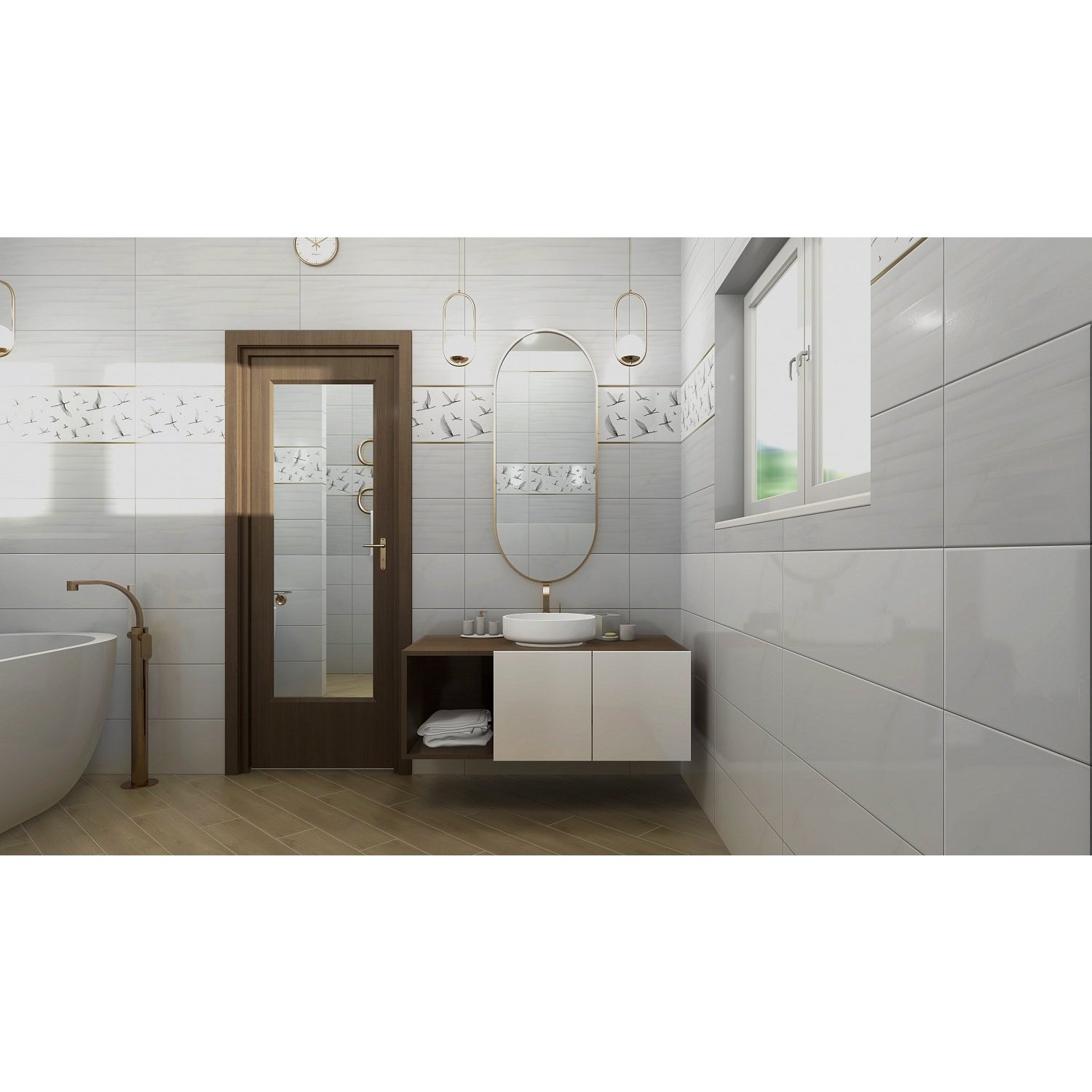 Плитка Meissen Elegance белый 25х75 см (EGU051D)