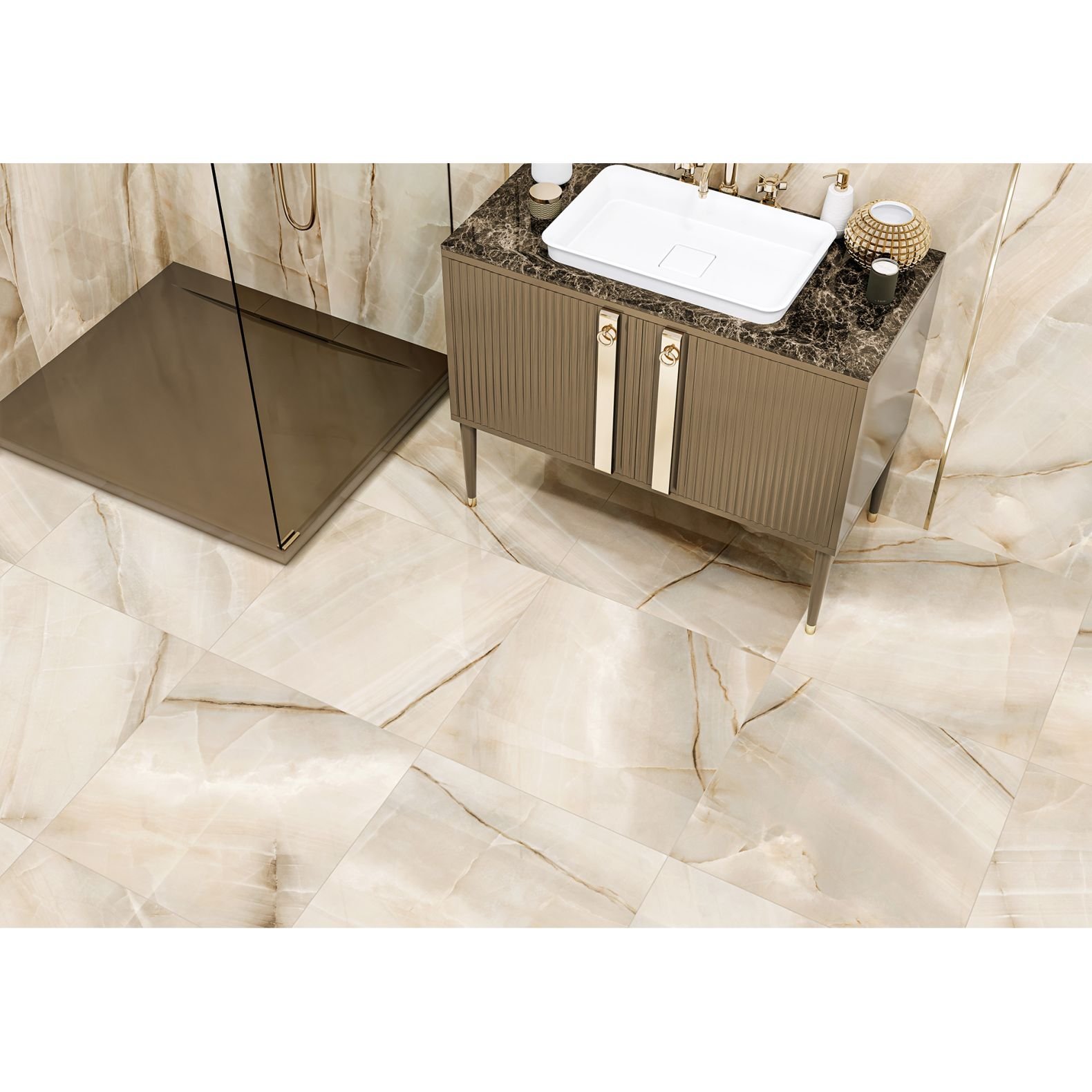 Керамогранит LCM (ЛКМ) Onyx Smoke Dark полированный 60х60 см (6060OSM15P)