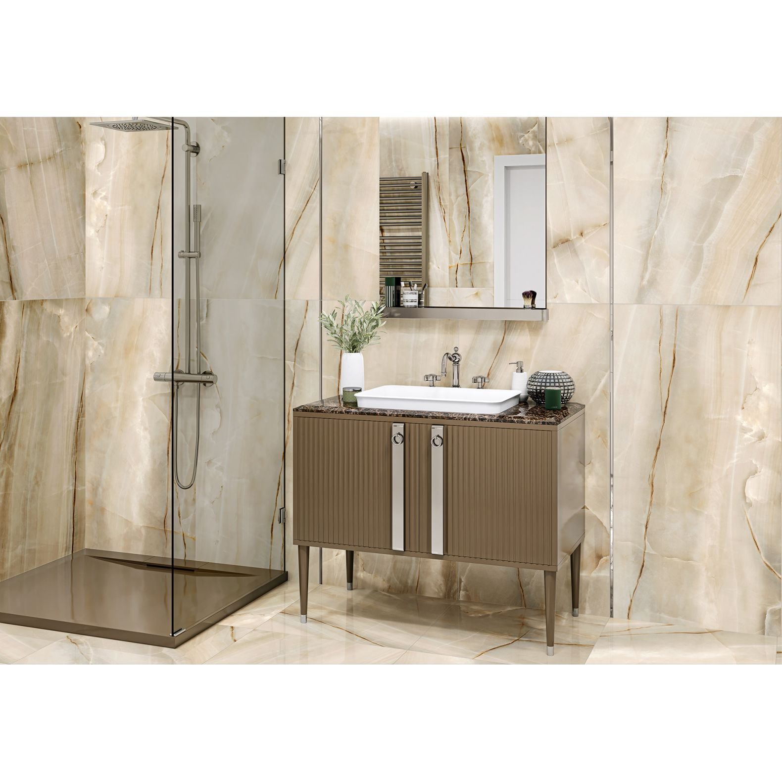 Керамогранит LCM (ЛКМ) Onyx Smoke Dark полированный 60х120 см (60120OSM15P)