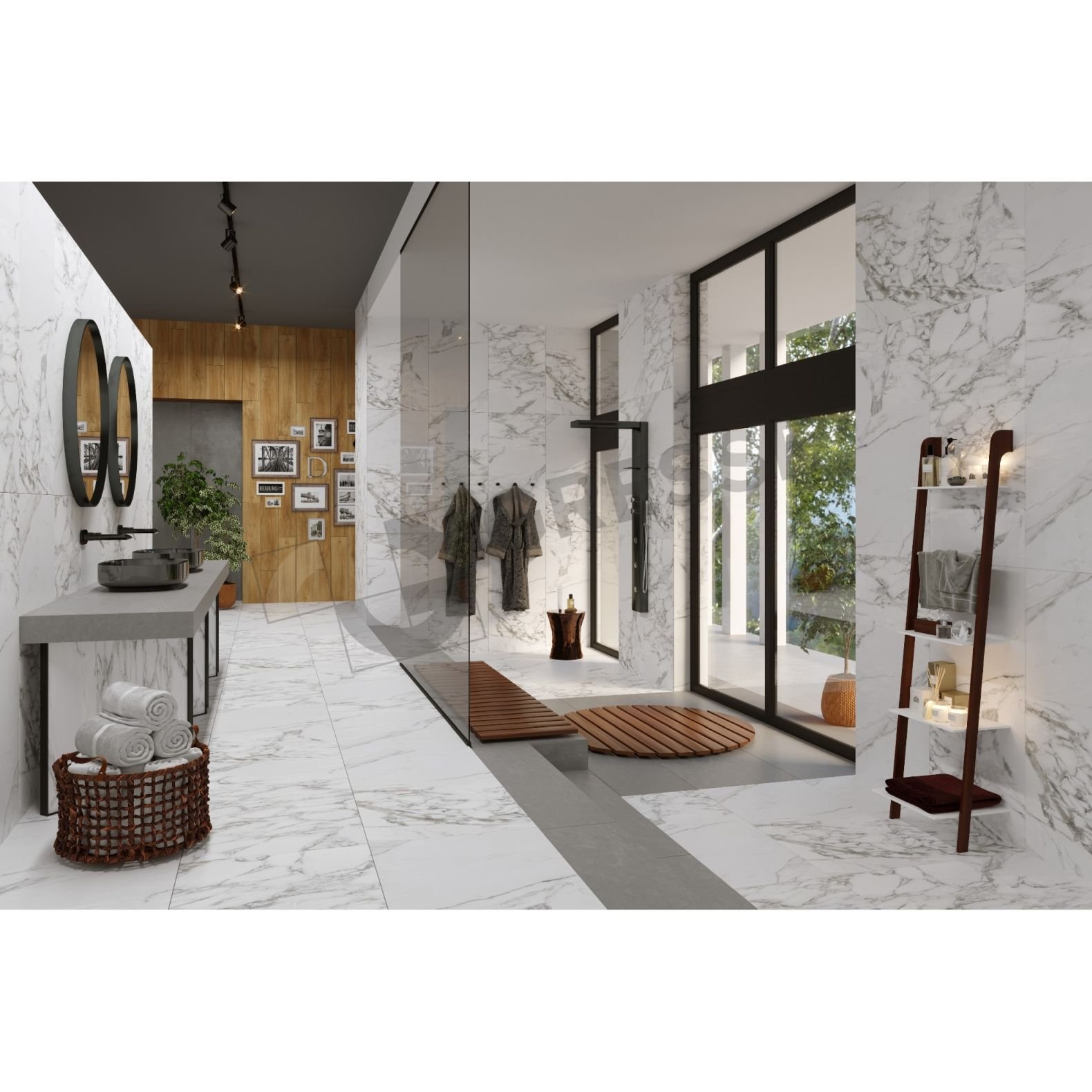 Керамогранит Gresse (Грессе) Ellora Ashy мрамор бело-серый 60x60 см (GRS01-18)