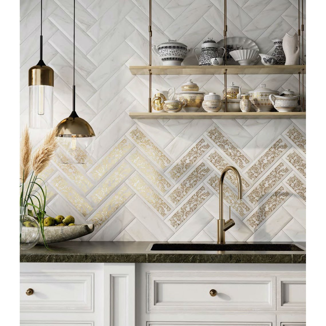 Плитка настенная Kerama Marazzi (Керама Марацци) Дорато белый грань 8.5х28.5 см, толщ. 9.2 мм, (9034)