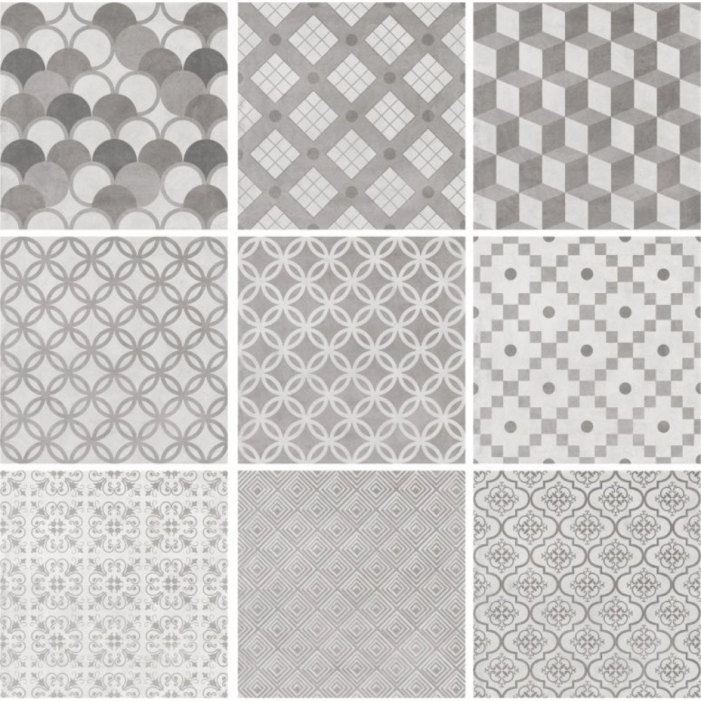 Керамогранит Kerama Marazzi (Керама Марацци) Карнаби-стрит серый орнамент 20х20 см, толщ. 8 мм, (SG1576N )