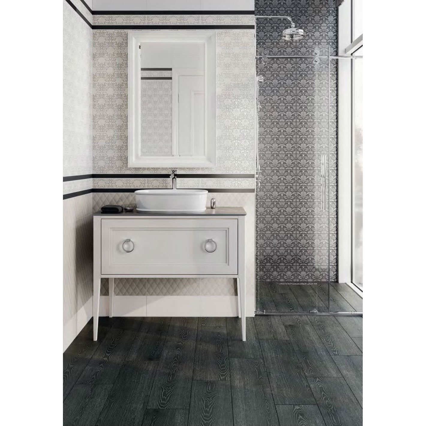 Декор Kerama Marazzi (Керама Марацци) Кастильони белый 15х40 см (HGD/A429/15143)