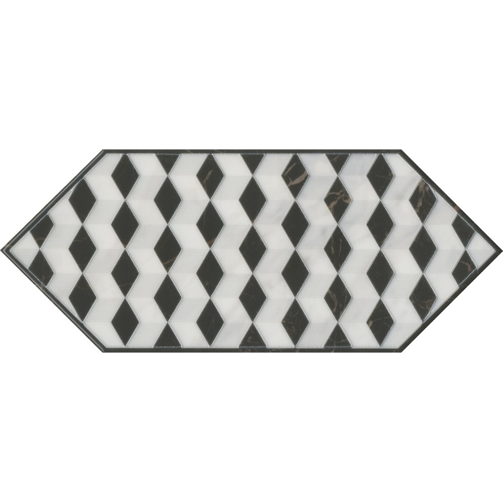 Декор Kerama Marazzi (Керама Марацци) Келуш 4 черно-белый 14х34 см, толщ. 6.9 мм, (HGD/A483/35006)