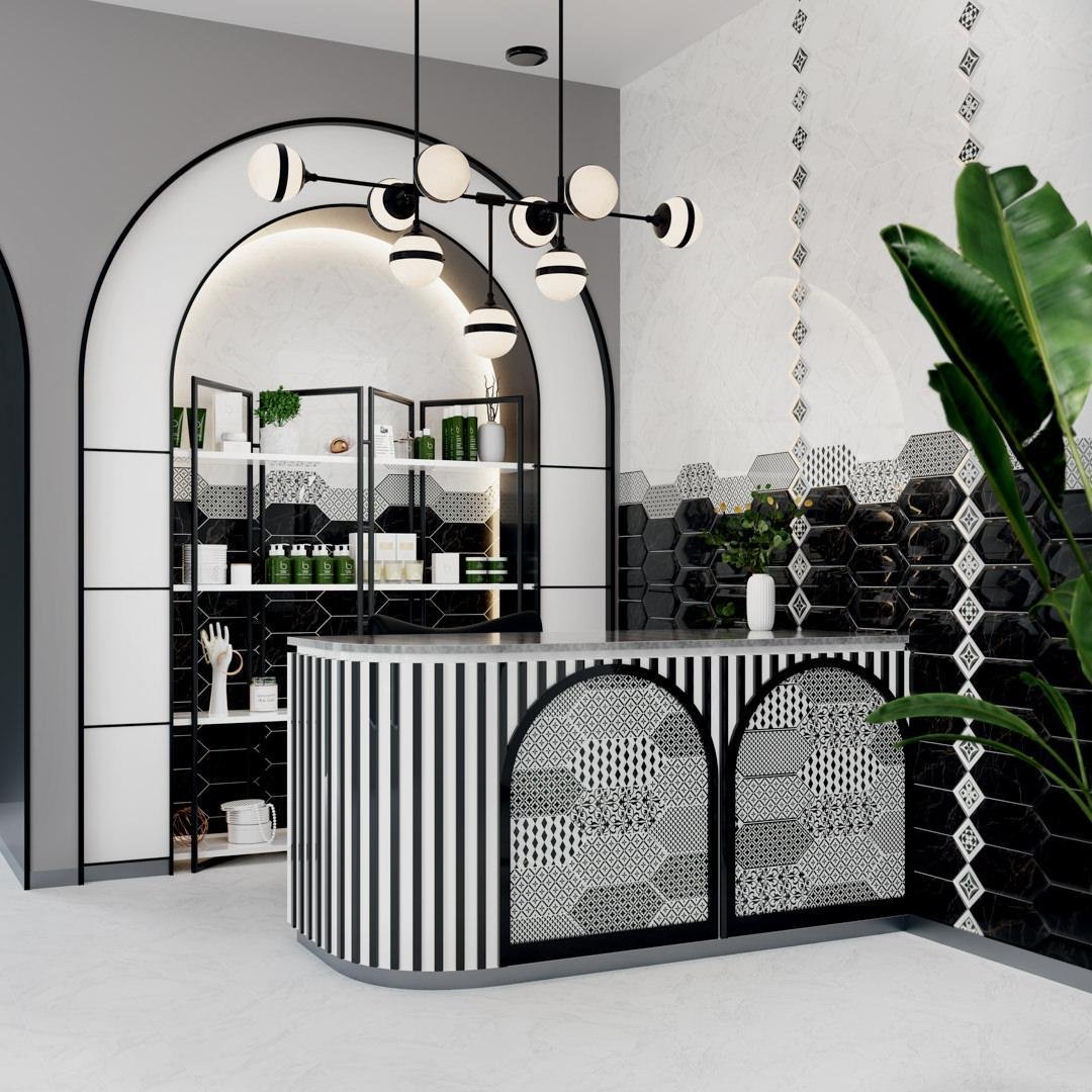 Плитка настенная Kerama Marazzi (Керама Марацци) Келуш грань черный 14х34 см, толщ. 6.9 мм, (35010)