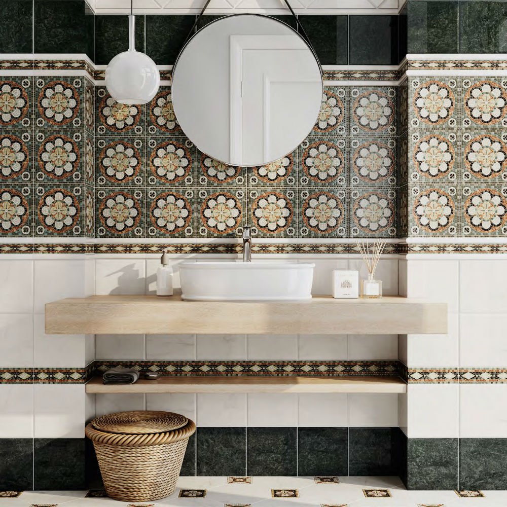 Плитка настенная Kerama Marazzi (Керама Марацци) Стемма зеленый темный 20х20 см, толщ. 8.6 мм, (5290)