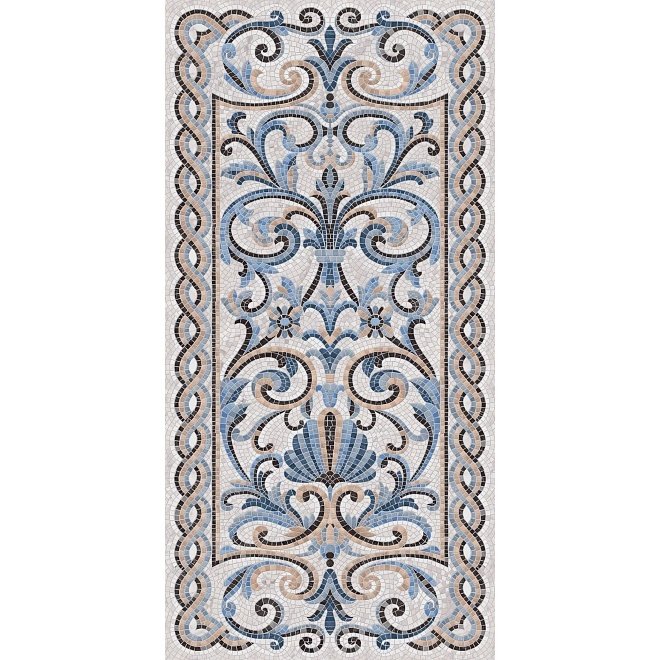 Керамогранит Kerama Marazzi (Керама Марацци) Ковры Мозаика синий декорированный лаппатированный 119,5х238,5 см, толщ. 11 мм, (SG590902R)