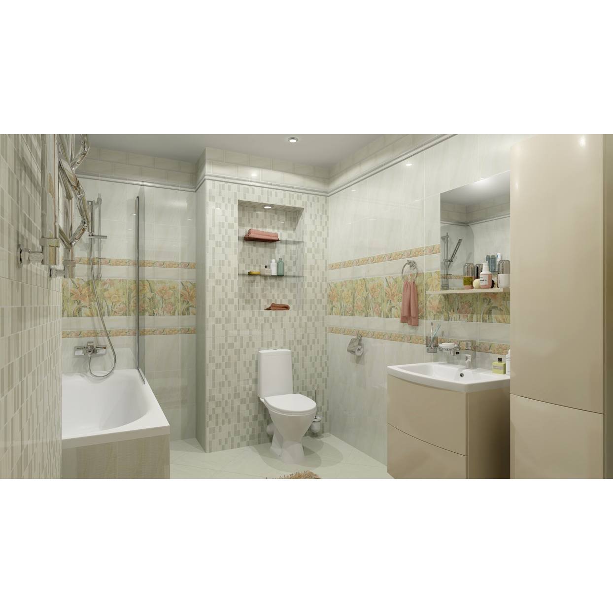 Бордюр Kerama Marazzi (Керама Марацци) Летний сад беж 5,7х20 см (AD/ B287/ 8260)