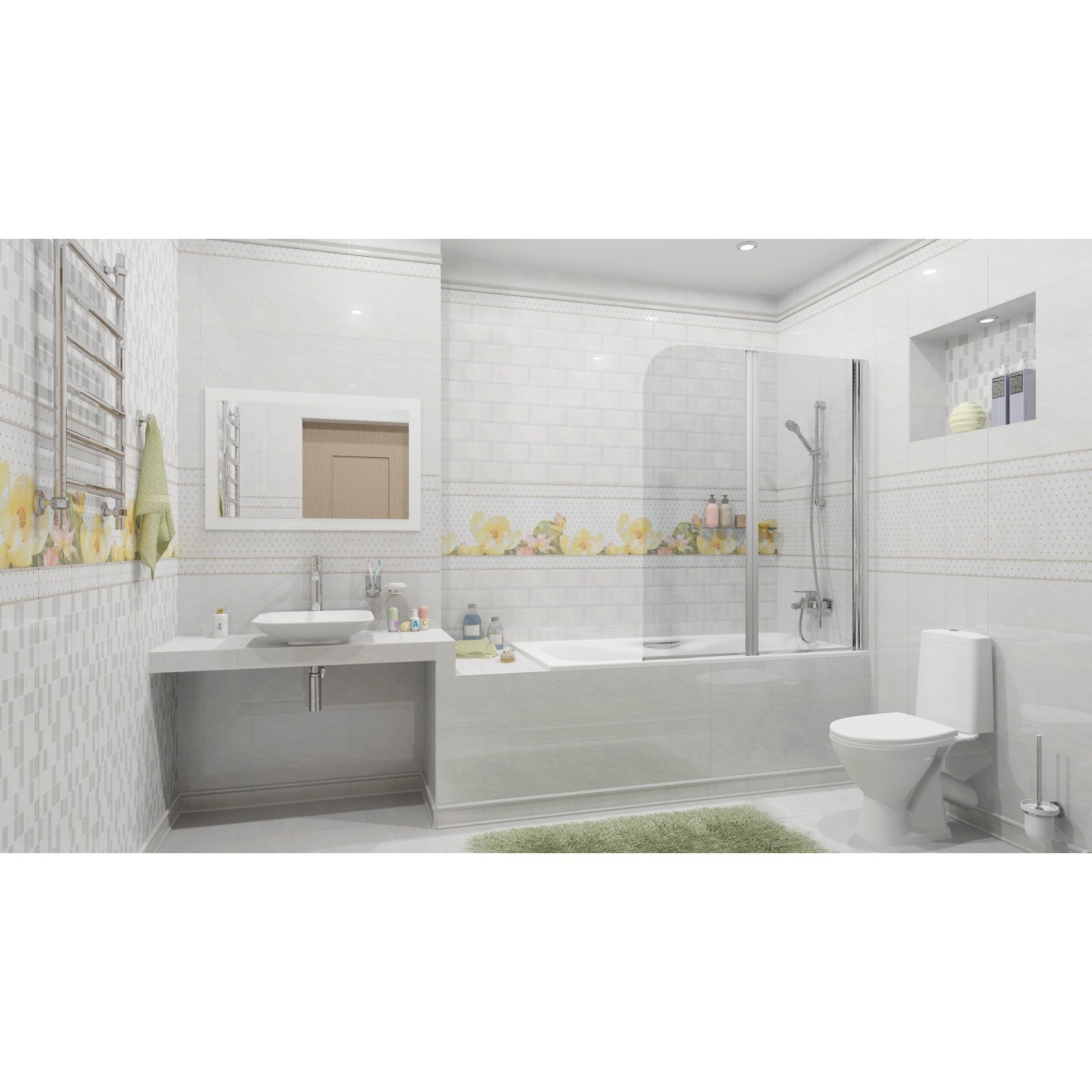 Бордюр Kerama Marazzi (Керама Марацци) Летний сад светлый 5,7х20 см (AD/ A287/ 8259)