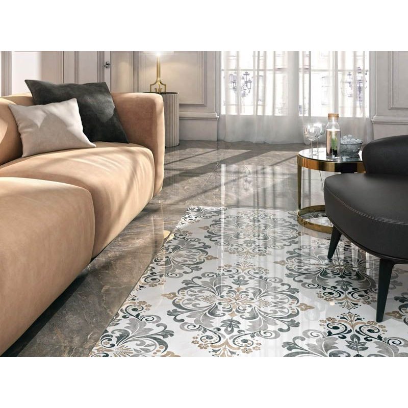 Керамогранит Kerama Marazzi (Керама Марацци) Парнас пепельный декорированный лаппатированный 40х80 см (SG810402R)
