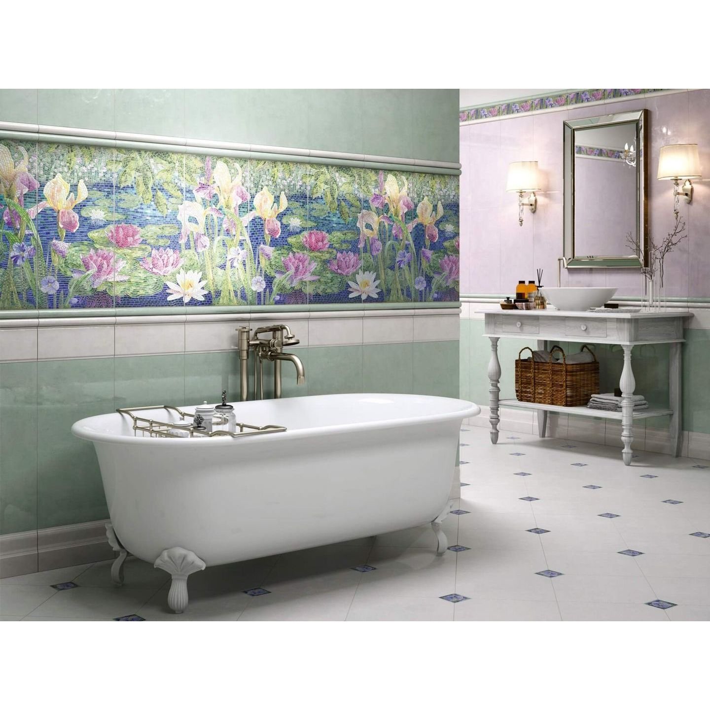Плинтус Kerama Marazzi (Керама Марацци) Сад Моне белый обрезной 15х30 см, толщ. 9 мм, (FMA013R)