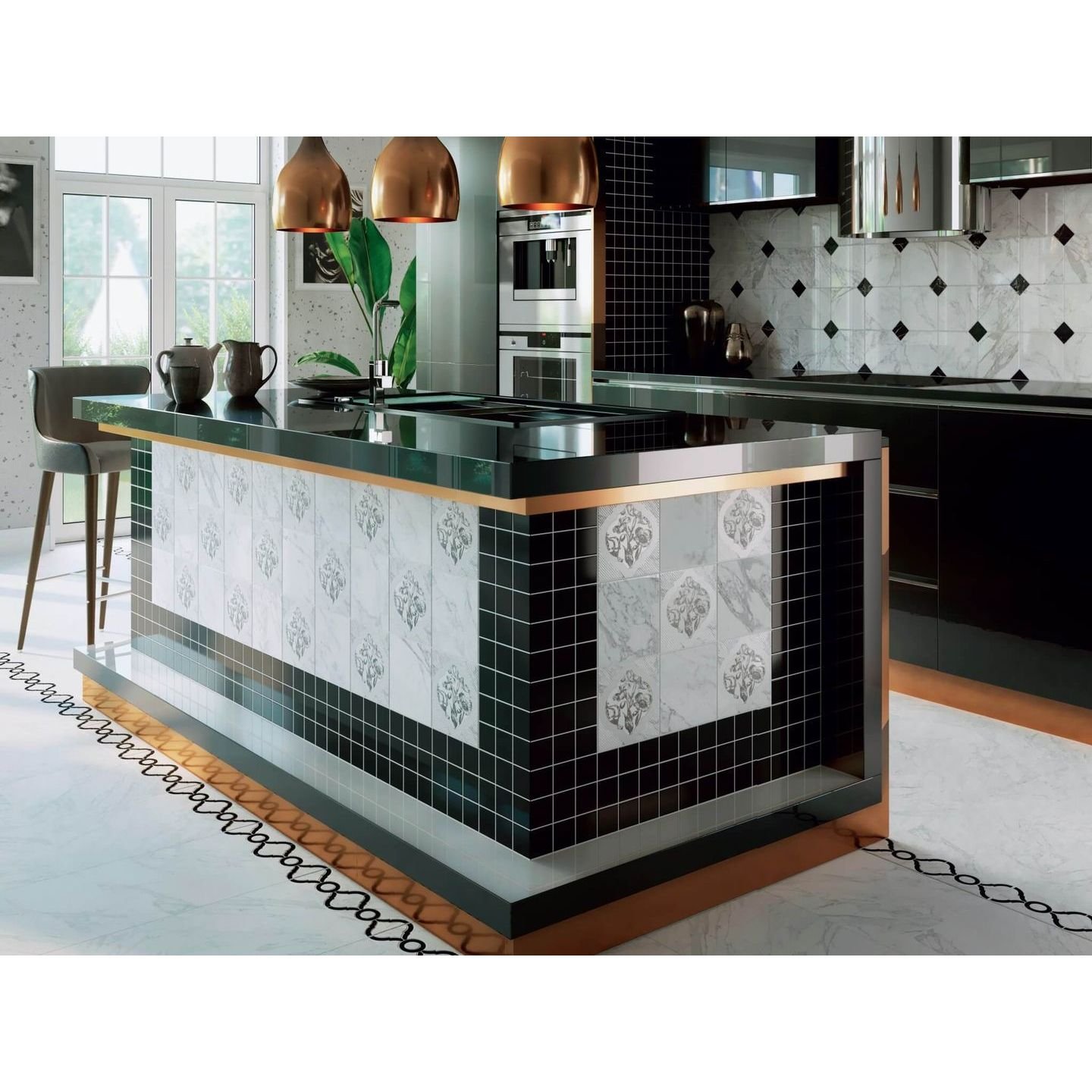 Декор Kerama Marazzi (Керама Марацци) Фрагонар наборный черный 9,9х9,9 см (ID94)