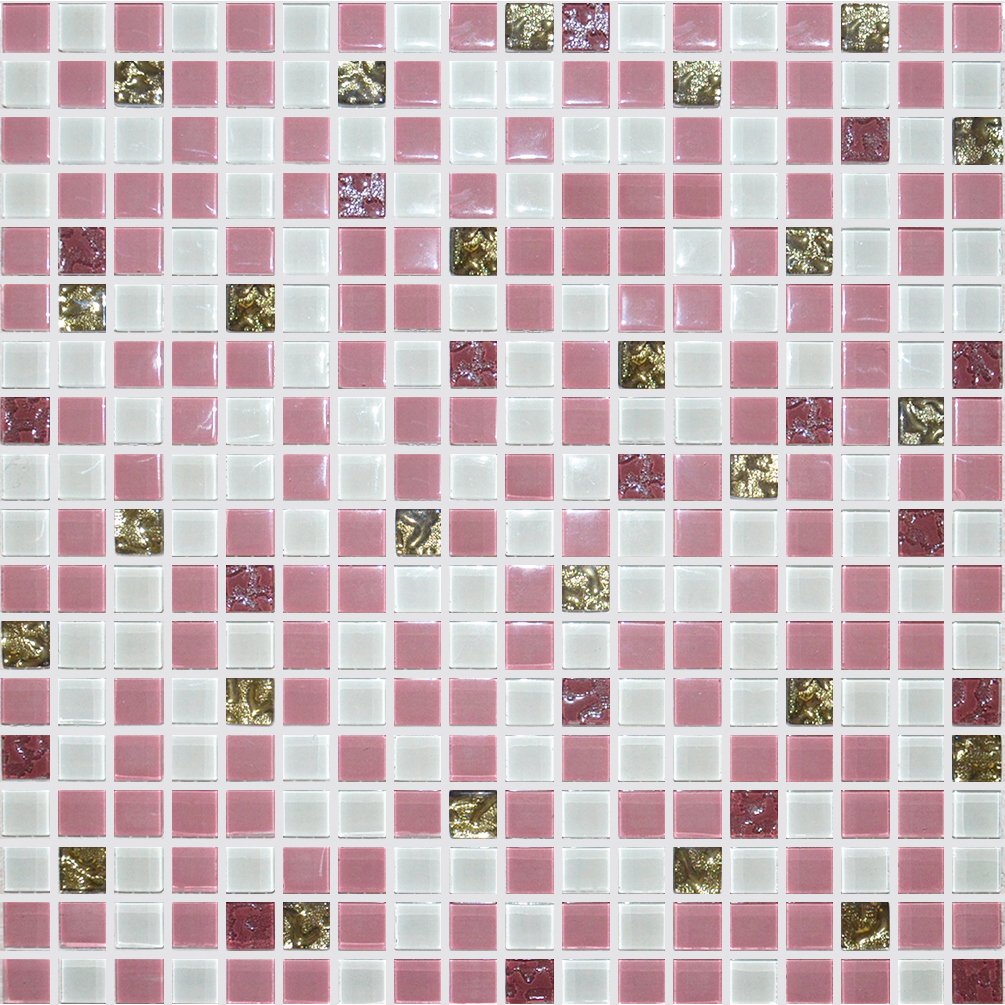 Мозаика Ceramica Classic (Керамика Классик) стекло 1027 микс розовый-платина 300х300/15/6 см