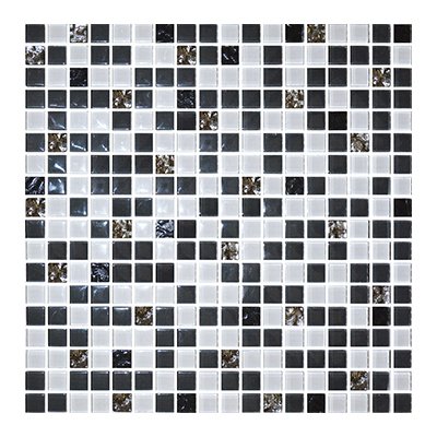 Мозаика Ceramica Classic (Керамика Классик) стекло 1028 микс черная - платина 300х300/15/6 см