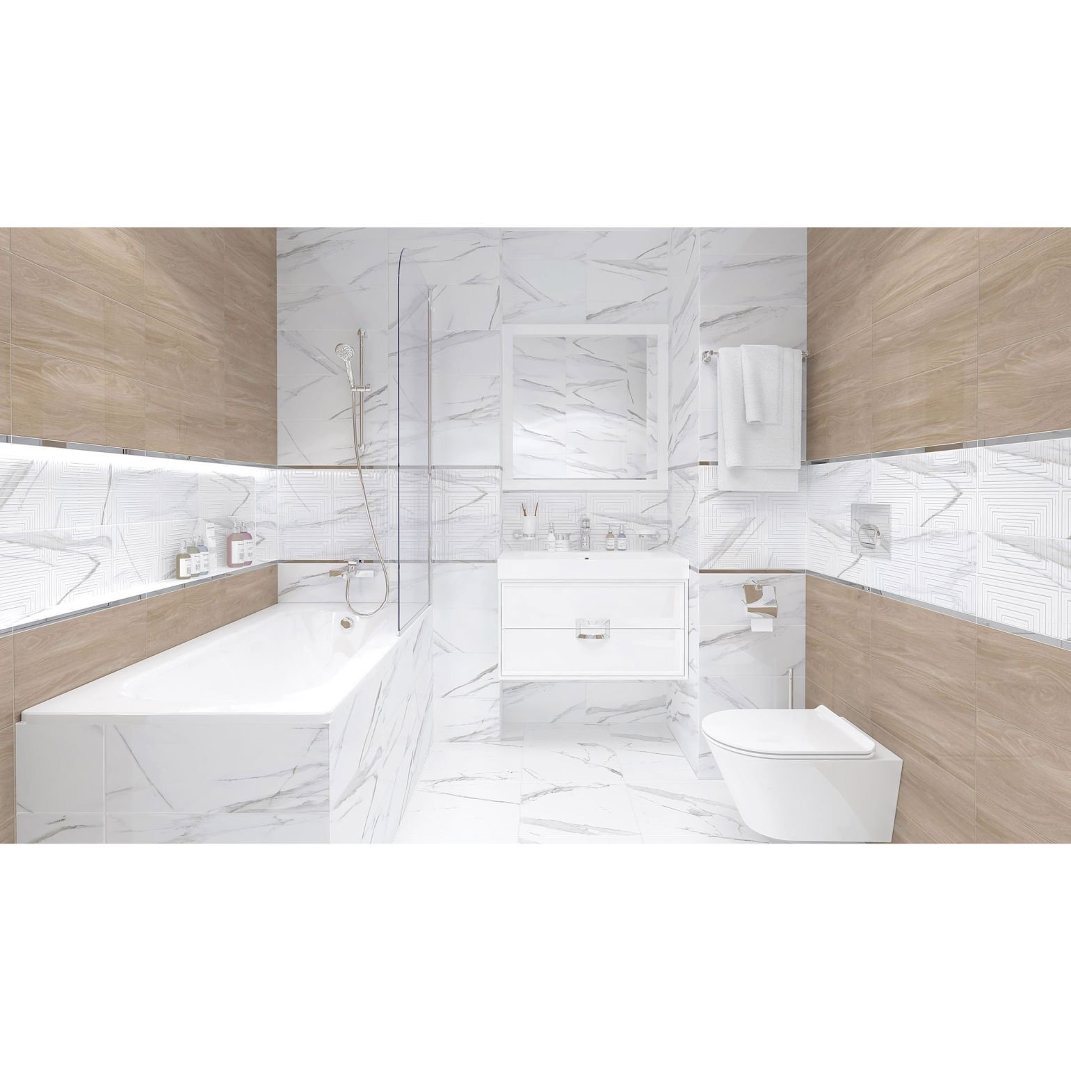 Настенная плитка Laparet (Лапарет) Aria 20х50 см Белый