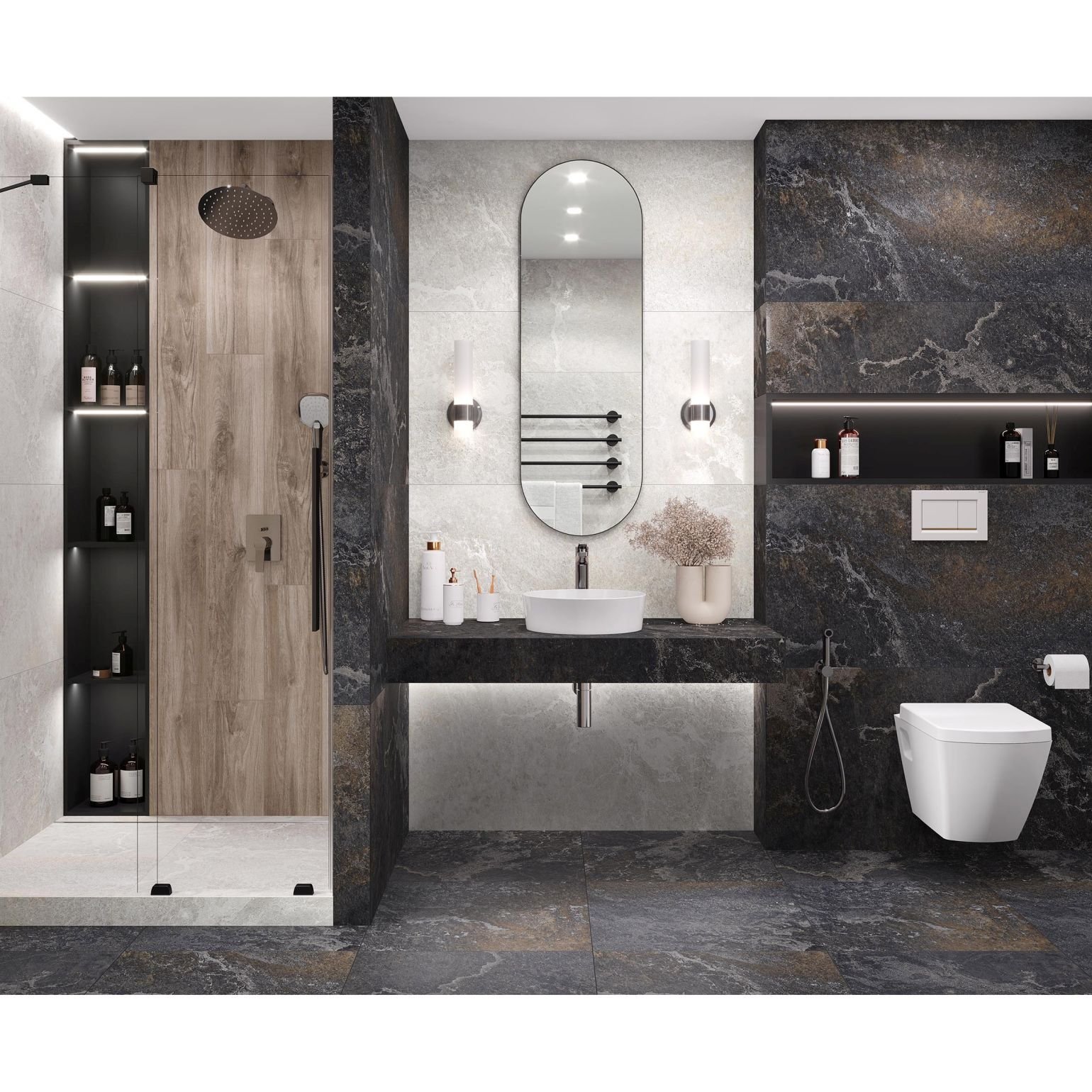 Керамогранит Laparet (Лапарет) Blaze Nero 60х60 см Графитовый Сатинированный Карвинг