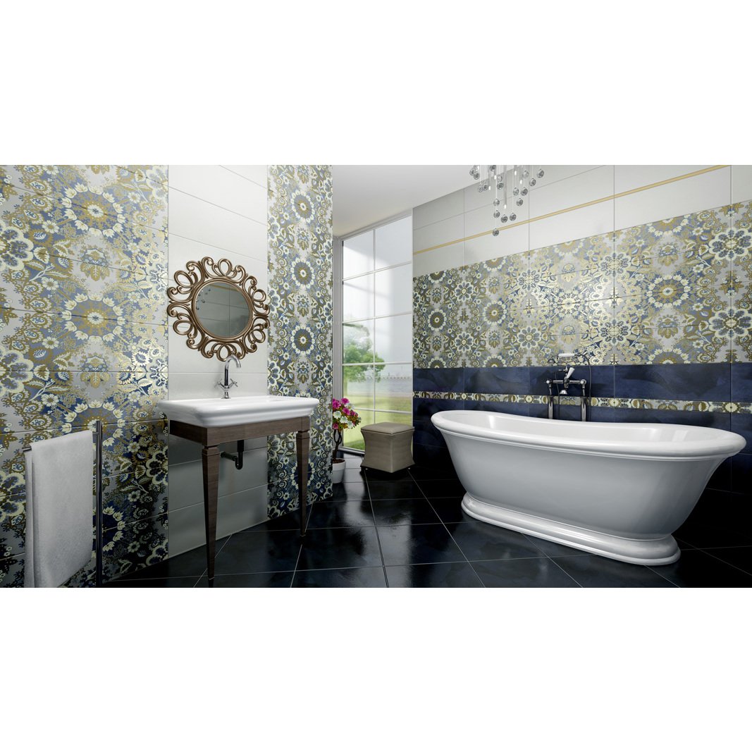 Плитка настенная Gracia Ceramica (Грация Керамика) Erantis blue синяя 02 60х25 см 010101003802