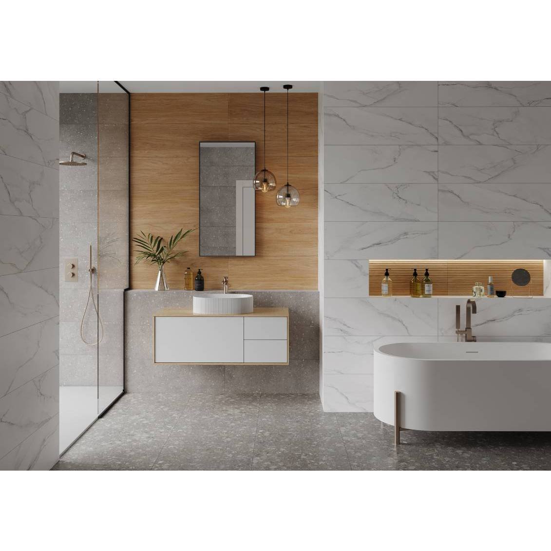 Плитка настенная Gracia Ceramica (Грация Керамика) Marble gloss white белый 01 30х90 см, глянцевая 010100001300