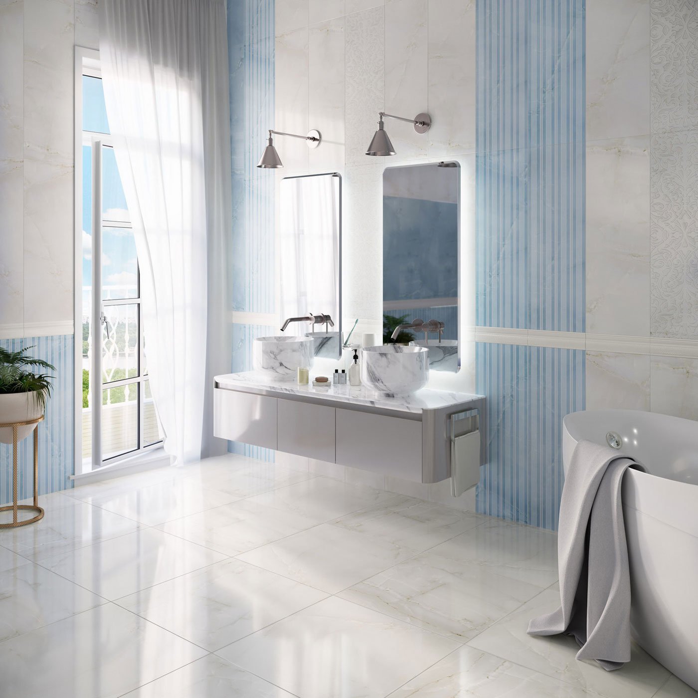 Керамогранит Gracia Ceramica (Грация Керамика) Stazia blue голубой PG 02 60х60 см 010403001273