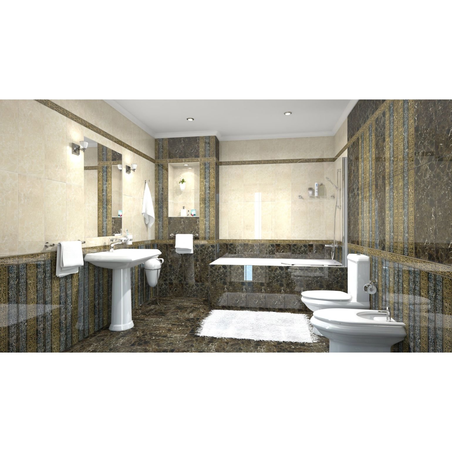 Настенная плитка Gracia Ceramica (Грация Керамика) Bohemia бежевая 02 25х60 см 010101002929