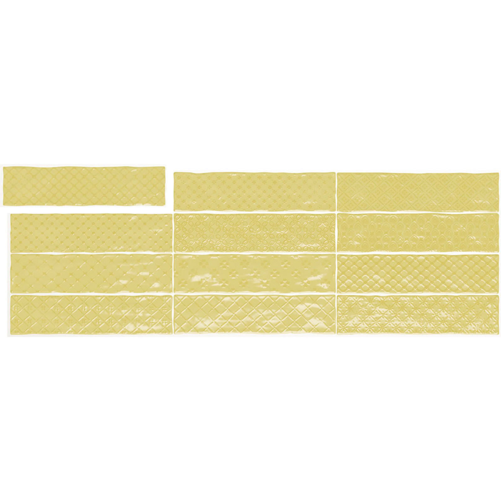 Настенная плитка El Barco Music Lemon Decor (12 видов рельефов, 12 рисунка) 7,5х30 см (78800486)