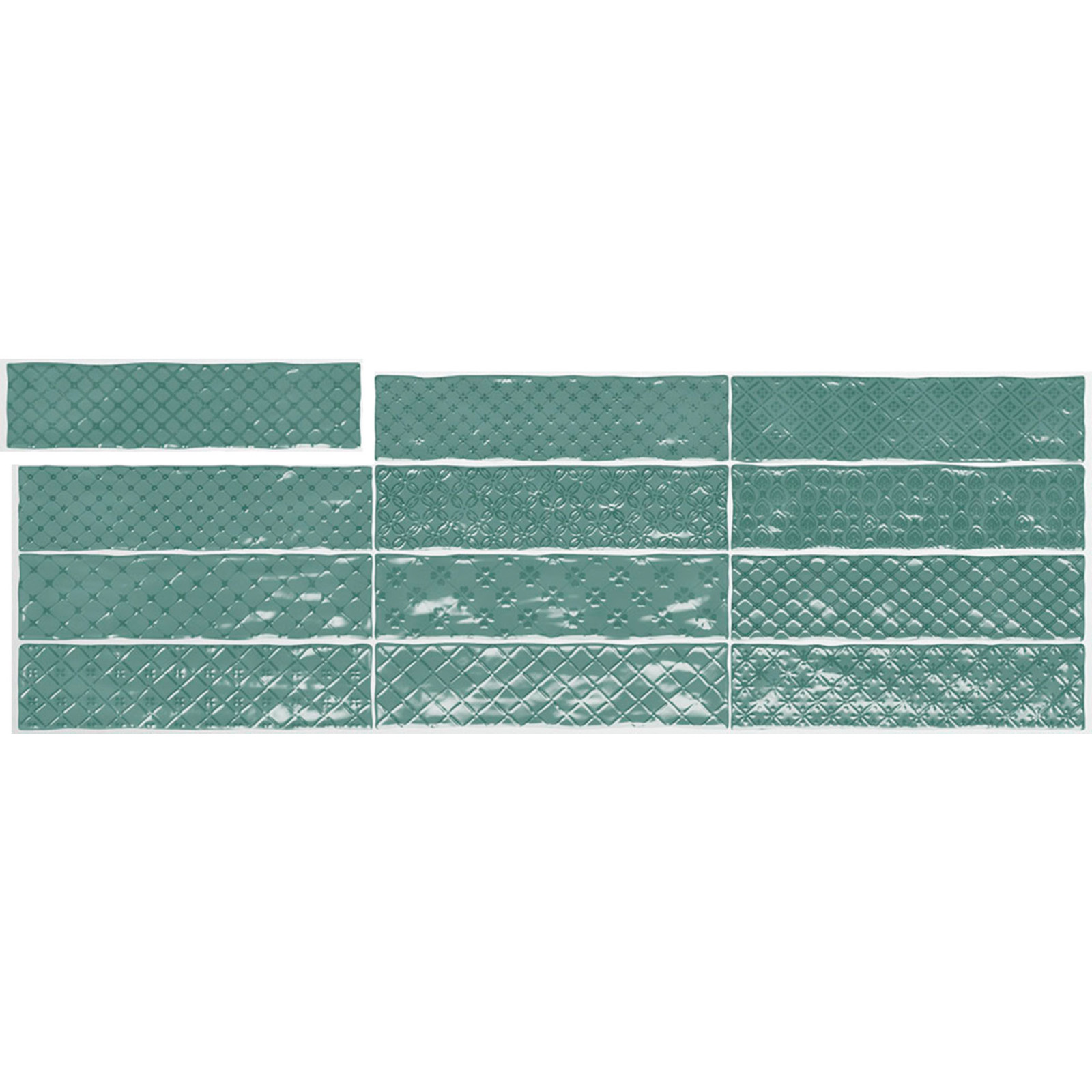 Настенная плитка El Barco Music Verde Decor (12 видов рельефов, 12 рисунка) 7,5х30 см (78800490)