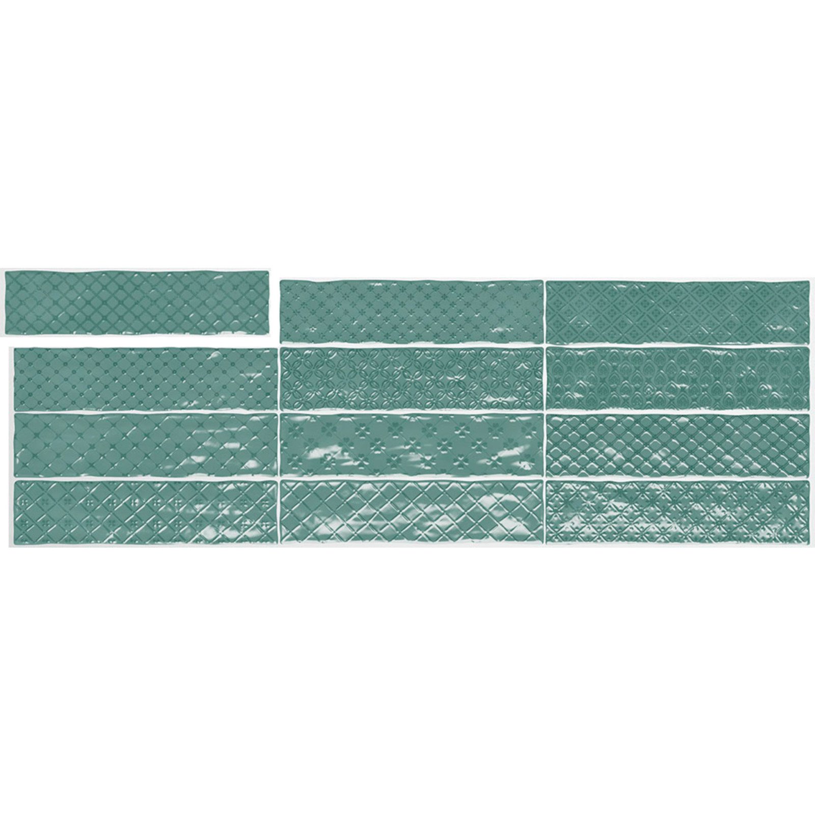 Настенная плитка El Barco (Эль Барко) Music Verde Decor (12 видов рельефов, 12 рисунка) 7,5х30 см (78800490)