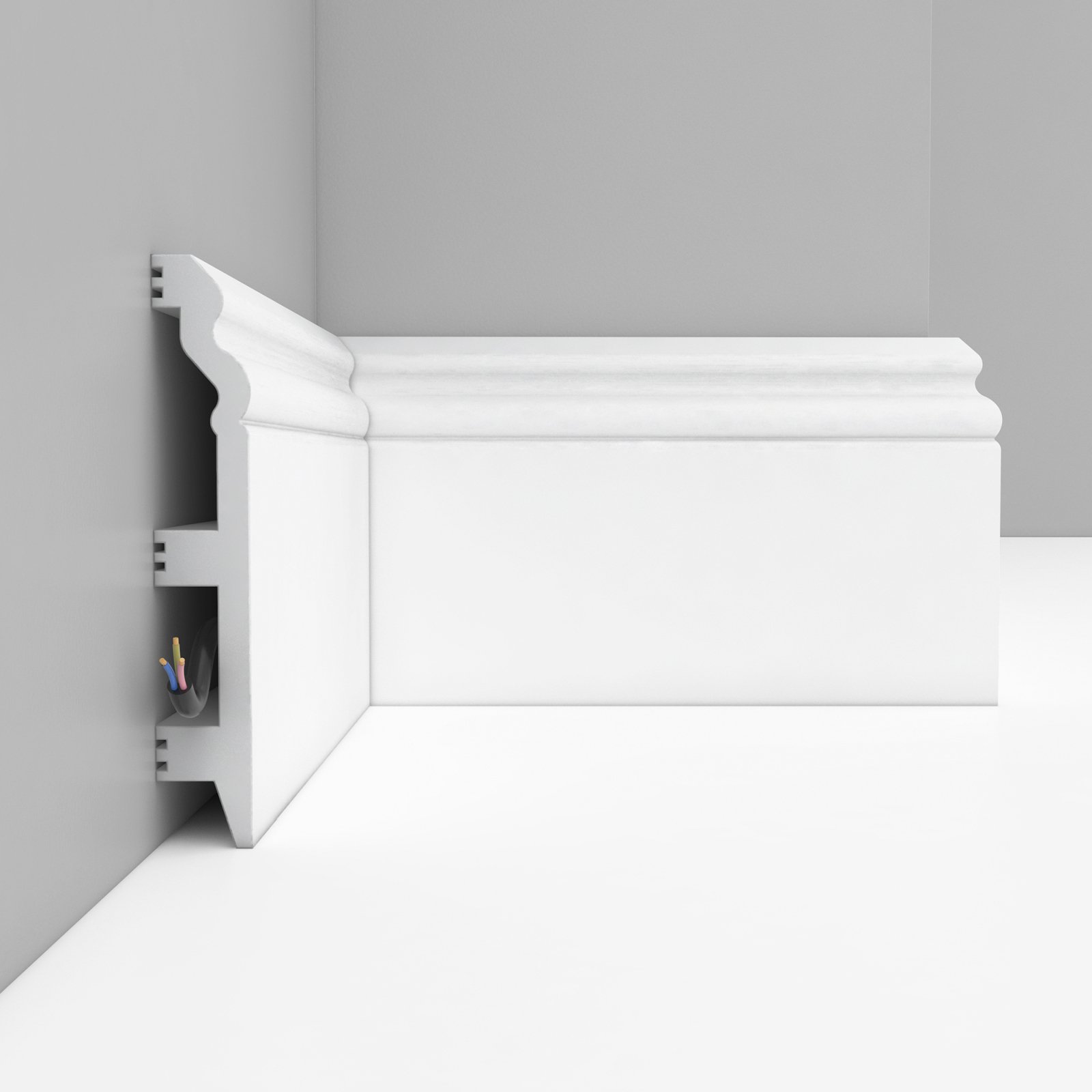 Напольный плинтус Decomaster (Декомастер) из дюропласта под окраску белый 120х23х2000 мм D233 ДМ