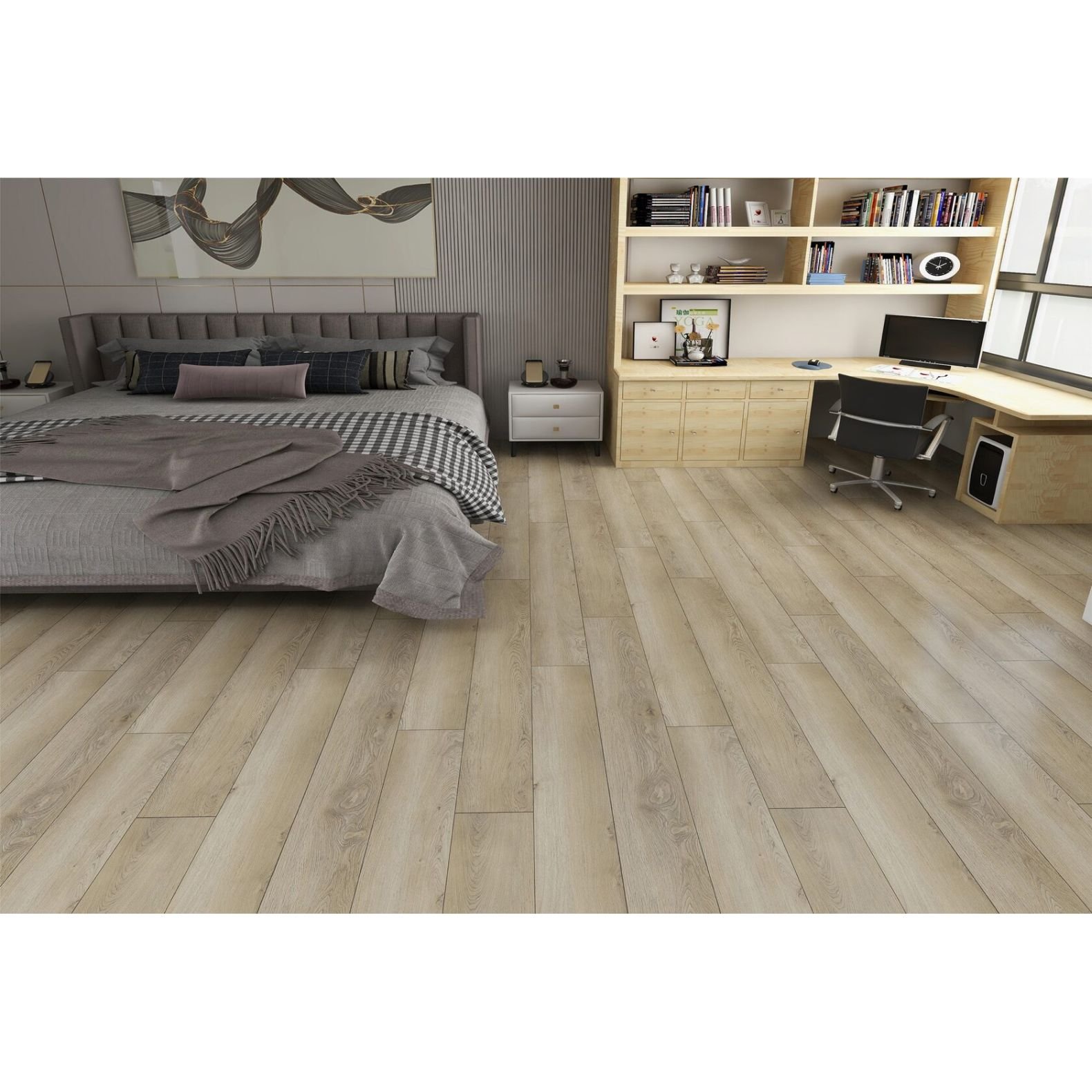 Плитка ПВХ Floorwood (Флурвуд) Quantum кварц-виниловый SPC 5/43 Дуб Эйлер (Oak Euler), 9433 с подложкой 1 мм