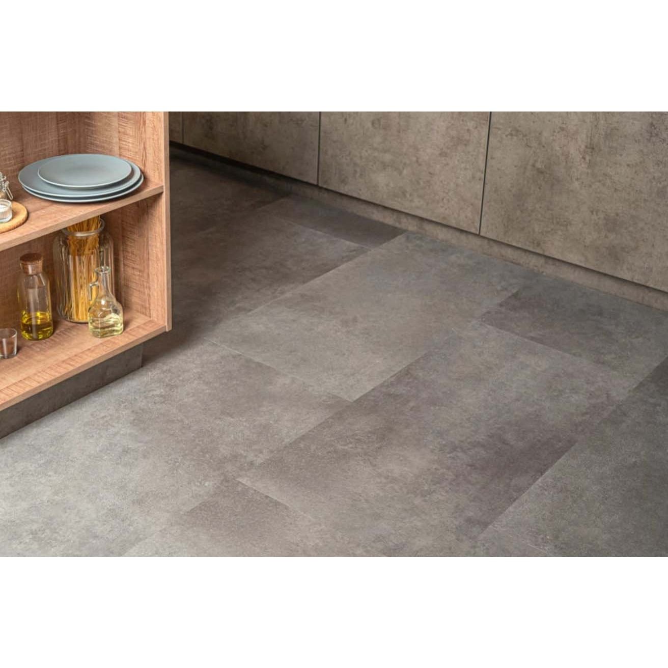 Виниловый пол Vinilam (Винилам) Ceramo Stone Цемент Cтальной 6/34 (Cement steel), 71610