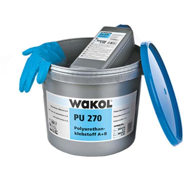 Клей для ПВХ-покрытий двухкомпонентный Wakol PU 270 Polyurethan-klebstoff A+B (перчатки в комлпекте) 7,05 кг