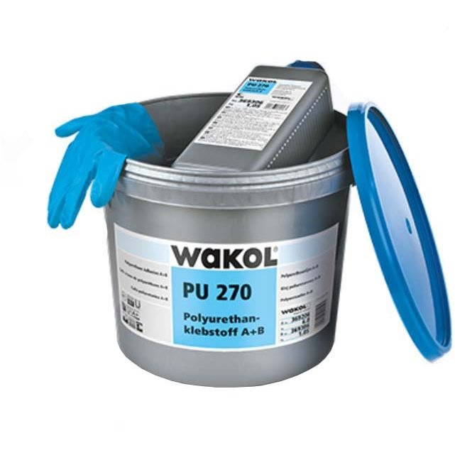 Клей для ПВХ-покрытий Wakol PU 270 Polyurethan-klebstoff (Вакол Пу 279) полиуретановый двухкомпонентный 2к ПУ (2k PU) A+B (перчатки в комлпекте) 7,05 кг