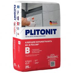 Клей для плитки и керамогранита Plitonit (Плитонит) B усиленный с армирующими волокнами (класс С1) 25 кг