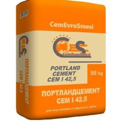 Портландцемент CemEvroSmesi М-500 Д0 ЦЕМ I 42.5 50 кг
