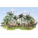 Обои виниловые на флизелине Design Studio 3D Животный Мир Животные на фоне гор в тропиках на голубом Натуральный холст (NKID-021)