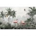 Обои виниловые на флизелине Design Studio 3D Джунгли Фламинго в листве на фоне гор Бесшовная Фреска Ultra (DJ-018)