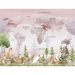 Обои виниловые на флизелине Design Studio 3D Карты Карта с лесными животными в розовых тонах Бесшовная Фреска Classic (CM-003)