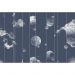 Обои виниловые на флизелине Design Studio 3D Line Style Абстрактные серебряные планеты с облаками на синем Бесшовная Фреска Ultra (LST-052)