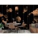 Обои виниловые на флизелине Design Studio 3D Line Style Абстрактные золотые планеты с облаками на чёрном Бесшовная Фреска Ultra (LST-056)