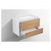 База под раковину Vincea (Винчея) Alessia 900 подвесная, 2 выкатных ящика из алюминия с механизмами Push open, Y.Oak + L.White VMC-1S900YW