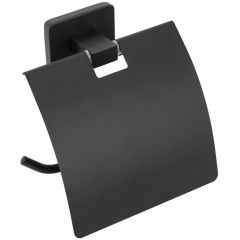 Держатель туалетной бумаги с крышкой Rea Mist Black mat, Rea-80045