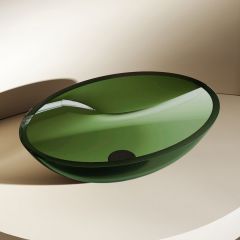 Раковина накладная прозрачная Abber Kristall зеленая 500х350х150 мм AT2802Emerald