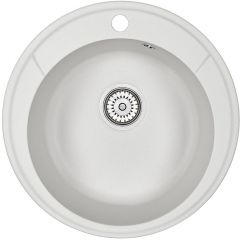 Кухонная мойка кварцевая Granula Standart ST-4802 односекционная круглая, стандарт, чаша D 380, цвет белый (4802wh)