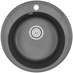 Кухонная мойка кварцевая Granula Standart ST-4802 односекционная круглая, стандарт, чаша D 380, цвет черный (4802bl)