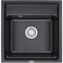 Кухонная мойка кварцевая Granula Kitchen Space с ролл-матом и дозатором KS-5002 квадратная, китчен спейс, чаша 375x440, цвет чёрный (5002bl)