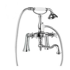 Смеситель на борт ванны Cezares (Цезарис) Lord хром, ручки белые (LORD-PBV2-01-Bi)