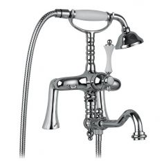 Смеситель на борт ванны Cezares (Цезарис) Margot хром, ручка белая (MARGOT-PBV2-01-Bi)