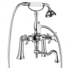 Смеситель на борт ванны Cezares (Цезарис) Nostalgia хром, ручка ручного душа белая (NOSTALGIA-PBV2-01-Bi)